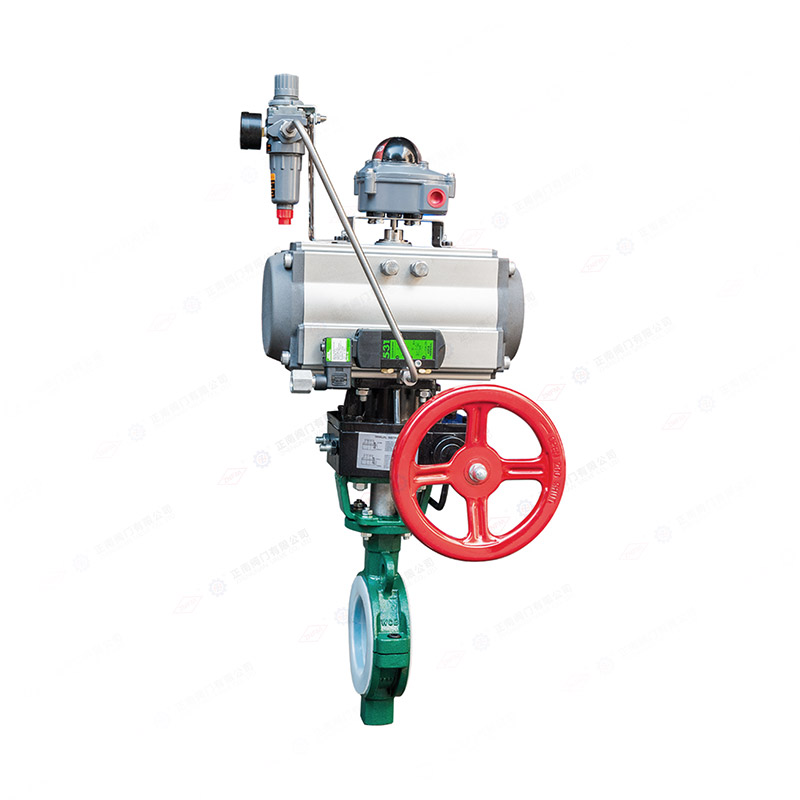 Fluorine lined pneumatic clamp butterfly valve