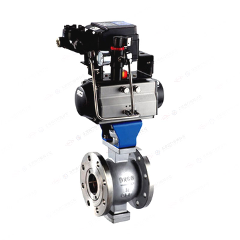 Pneumatic v-shaped ball valve