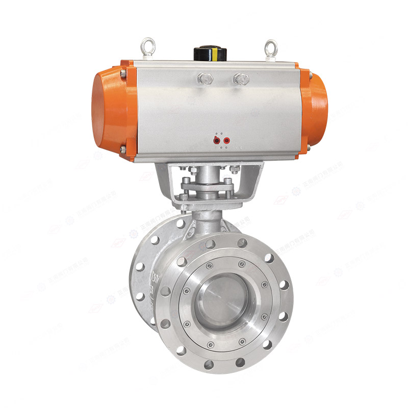 Pneumatic eccentric hemispherical valve