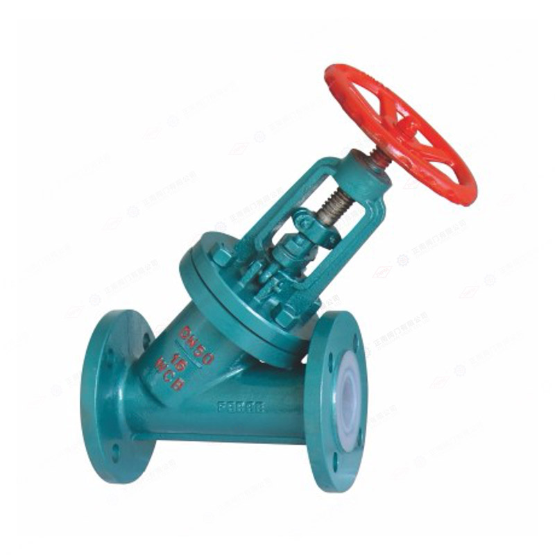 Fluorine lined Y-shaped globe valve